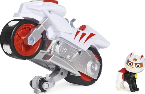 Paw Patrol, Moto Pups Wildcat Deluxe Pull Back - Vehículo de motocicleta con función y figura