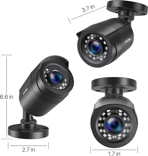 Miniatura 9 de ZOSI Paquete de 2 cámaras de seguridad HD 1080P con audio, cámara de vigilancia doméstica de 2 MP para interiores y exteriores, visión nocturna IR