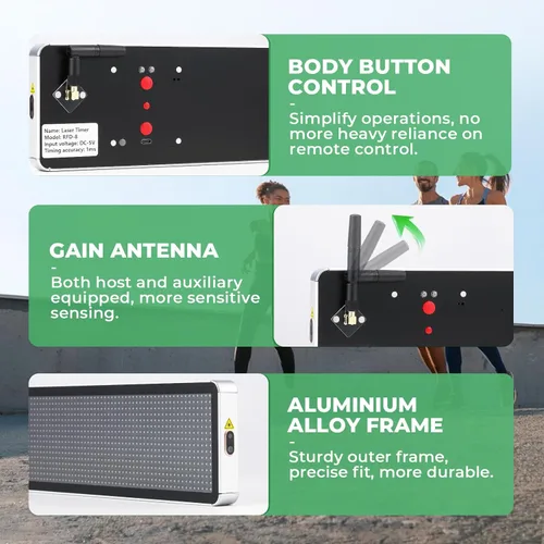 Miniatura 6 de Temporizador láser inalámbrico alimentado para sprints con soporte alto, sistema de temporizador de sprint láser, reloj de carrera con trípode