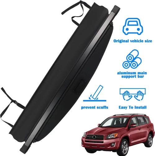 Miniatura 2 de Cubierta de carga para Toyota Rav4 2006 2007 2008 2009 2010 2011 2012 para accesorios de Toyota Rav4, negra, retráctil, estilo de fábrica, cubierta