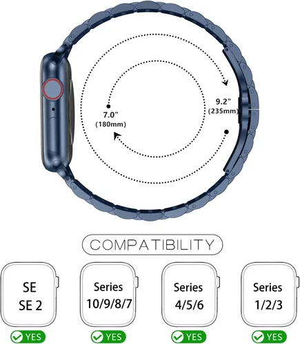 Miniatura 4 de Tasikar Compatible con Apple Watch Strap de 1.929 in 1.811 in 1.772 in 1.732 in 1.654 in 1.614 in 1.575 in 1.496 in, correa de metal de acero