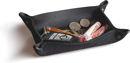 Miniatura 8 de Main Street Forge Bandeja de valet de cuero para hombre, organizador rústico EDC para llaves, teléfono y cartera, fabricado en Estados Unidos