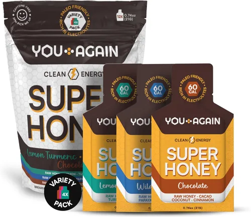 You Again Super Honey Packets - Variedad | Gel energético limpio para entrenamiento | Ciclismo, resistencia, gel para correr o refrigerio energético