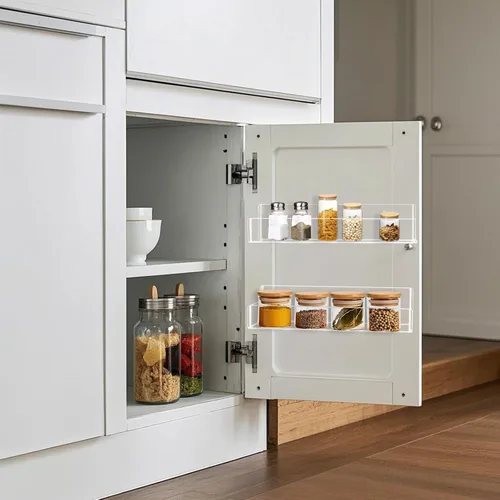 Miniatura 5 de Estante acrílico para especias de montaje en pared, 12 pulgadas, soporte transparente para almacenamiento de especias, paquete de 4 organizadores