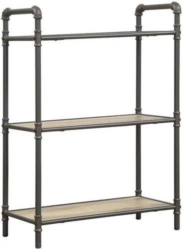 Acme Itzel - Estantería rectangular de 3 niveles de madera en roble antiguo y gris arena