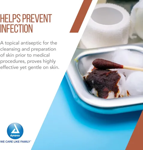 Miniatura 6 de Dynarex Solución de preparación de povidona-yodo, solución antiséptica para la piel y la mucosa, ideal para la preparación del sitio quirúrgico