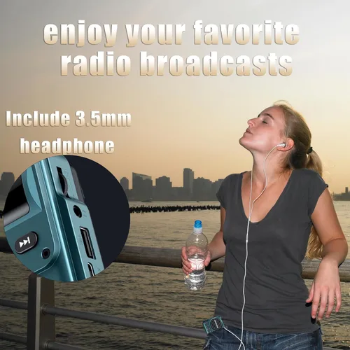 Miniatura 3 de Radio de bolsillo FM con carga USB-C, 2000 mAh, recargable, excelente recepción, altavoz transparente y conector para auriculares, pantalla LCD