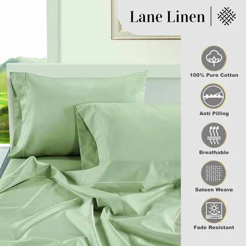 Miniatura 37 de Lane Linen Juego de 2 fundas de almohada 100 % de algodón, tamaño estándar, se adapta a almohadas estándar y Queen, fundas de almohada lujosas