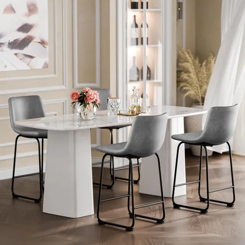 Miniatura 29 de YaFiti - Juego de 2 sillas de comedor de 18 pulgadas, sillas modernas tapizadas para comedor con cojines de piel sintética y patas de metal, silla