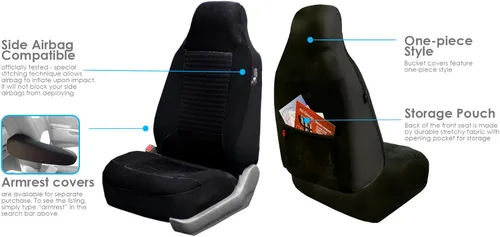 Miniatura 4 de FH Group Fundas de Asiento de Automóvil Juego Completo de Tela - Ajuste Universal, Fundas de Asiento Automotrices, Fundas de Asiento Delantero de 1