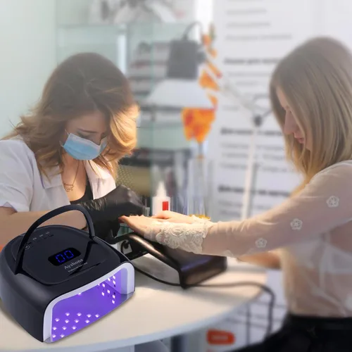 Miniatura 7 de Lámpara de uñas de gel LED recargable, 60W inalámbrico UV Led luz de uñas con mango de elevación Sensor táctil pantalla LCD (negro)