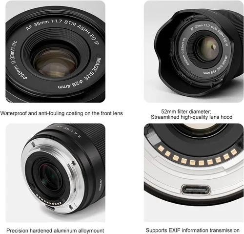 Miniatura 5 de VILTROX 35mm F1.7 lente de gran apertura APS-C STM de enfoque automático prime para cámara Sony E-Mount FX3 A7C A7RII A7SII A7II A7RIII A7IV A7RIV