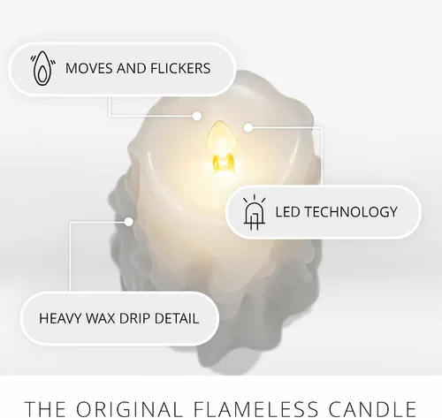 Miniatura 4 de Luminara Vela LED sin Llama con Goteo de Cera Pesada, Blanca 2.5" x 6.5", Función de Temporizador, Pilar de Cera Real, Funciona con Baterías, Sin