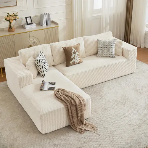Miniatura 22 de Sofá modular Cloud de 106 pulgadas con diván en forma de L, moderno sofá modular sin hueso con asiento profundo, sofás tapizados para sala de estar
