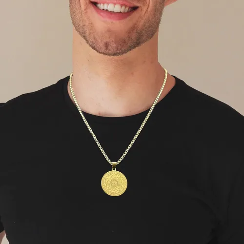 Miniatura 4 de FLYUN - Cadena plateada de acero inoxidable con medalla de Sello de los Siete Arcángeles
