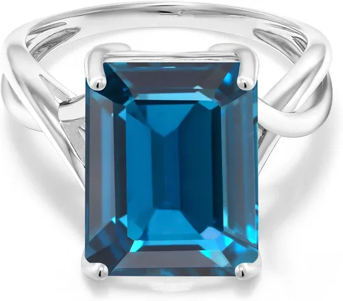 Miniatura 2 de Gem Stone King 10K White Gold London Blue Topaz Engagement Ring For Women