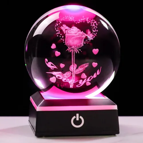 Miniatura 10 de Bola de cristal 3D, tortuga marina, regalos para mujeres y hombres, adorno de globo de nieve con base LED, luz nocturna, figuras de decoración
