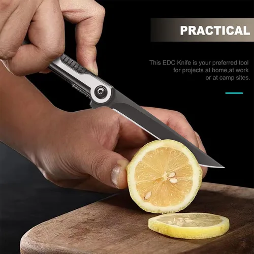 Miniatura 4 de EDC Cuchillo de Bolsillo Plegable para Hombres, Cuchillos Tanto Delgados con Clip y Rompevidrios, Cuchillo de Caballero con Hoja de Acero 7CR13Mov