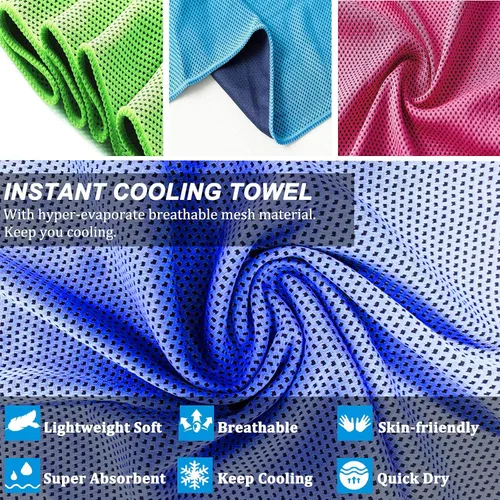 Miniatura 3 de YQXCC Paquete de 2 toallas de enfriamiento (47 x 12 pulgadas) toalla de hielo para cuello, toalla suave y transpirable, toalla fresca de microfibra