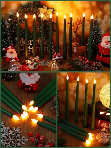 Miniatura 4 de Treela 24 piezas de velas cónicas sin llama, operadas con pilas, falsas a granel, velas de 11 pulgadas, luces LED, candelabros parpadeantes cónicos
