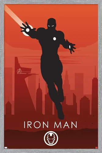 Miniatura 13 de Trends International Marvel Heroic Silhouette - Póster de pared de Iron Man, 14.725 x 22.375 pulgadas, versión enmarcada de madera de granero