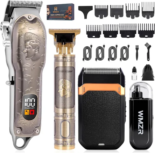 Juego de cortapelos profesional, cortapelos para hombres, recortador de patillas en forma de T, afeitadora eléctrica, kit de salón de belleza para