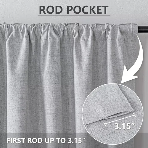Miniatura 3 de Cortinas 100% opacas para sala de estar, juego de 2 paneles de 96 pulgadas, bloqueo de luz, pestaña trasera y bolsillo para barra, cortinas