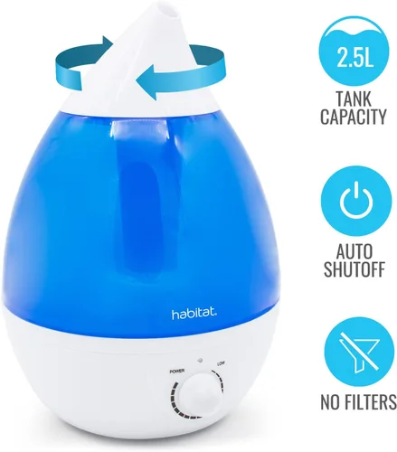 Miniatura 3 de Habitat Humidificador ultrasónico de niebla fría con tanque grande de 2.5 L, humidificador silencioso con luz LED para dormitorio, 24 horas