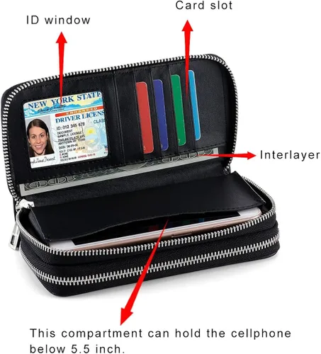 Miniatura 2 de Abberry Cartera de pulsera con doble cremallera para mujeres, mujeres y niñas
