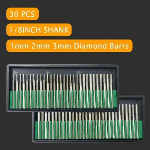 Miniatura 3 de Paquete de 60 brocas de diamante de 0.039/0.196 pulgadas / 0.079/0.118 pulgadas (1/2/0.118 in), piedras preciosas lapidarias, 20 piezas de 0