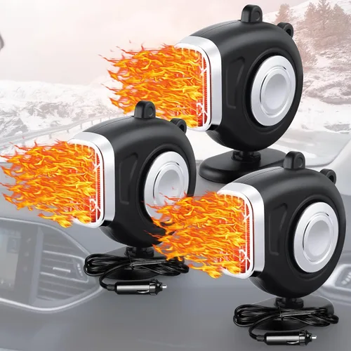 Tujoe 3 Piezas 12 V 150 W Calentador de Coche que se Conecta al Encendedor de Cigarrillos 2 en 1 Calentador de Coche Portátil y Desempañador