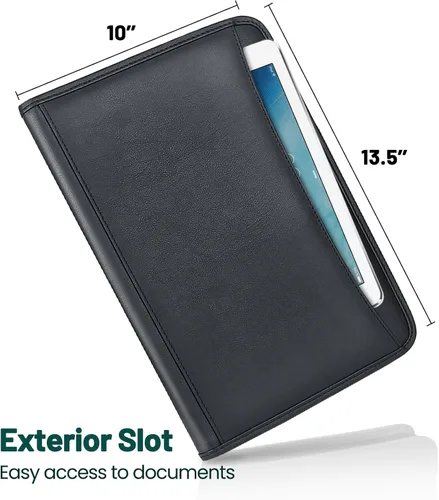 Miniatura 6 de Portfolio Business for Men - Carpeta de padfolio de 10 x 13.5 pulgadas con cremallera, cartera de piel sintética para currículum, documentos