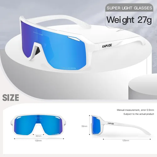 Miniatura 5 de KAPVOE Gafas de sol polarizadas para ciclismo, deportes, UV400, para correr, pesca, béisbol, para hombres y mujeres, K62 Blanco azul