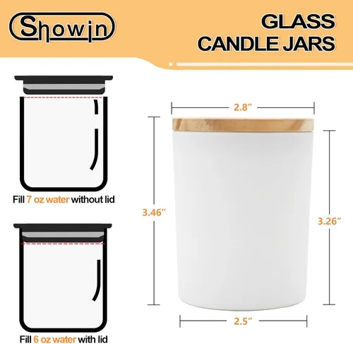 Miniatura 2 de SHOWIN Tarros gruesos para hacer velas, 20 unidades, tarros vacíos de 7 onzas con tapas de madera para hacer velas, contenedor de muestra, blanco