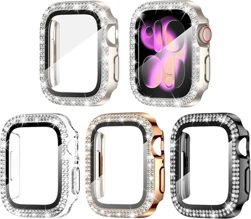 Miniatura 15 de Goton Paquete de 4 Fundas con Diamantes de Imitación para Apple Watch, Protector de 38mm para Series 3/2/1, Funda con Diamantes de Imitación