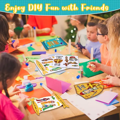 Miniatura 6 de Outus Juego de 36 manualidades religiosas para la escuela dominical de Dios, kit de manualidades VBS cristianas para niños, adorno colgante