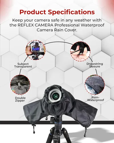 Miniatura 7 de REFLEX CAMERA Funda protectora universal impermeable para lluvia DSLR/SLR con mangas de cordón y ventana de visión transparente para Sony, Canon