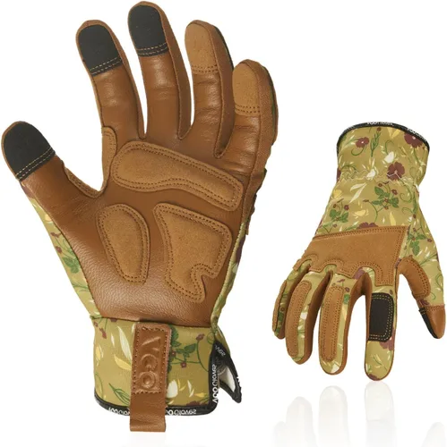 Miniatura 12 de Vgo... 1 par de guantes de jardinería para mujer, guantes de trabajo de piel de cabra a prueba de espinas para desmalezar, cavar, rastrillar, podar