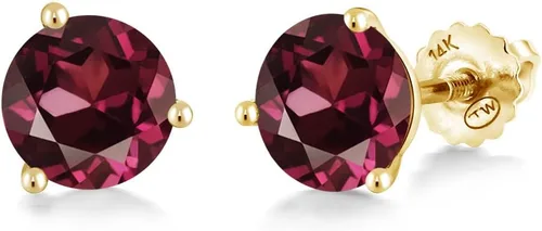 Miniatura 42 de Gem Stone King Aretes de Martini de oro amarillo de 14 quilates Aretes de tuerca de 3 puntas para mujeres y hombres Redondos de 0.236 pulgadas