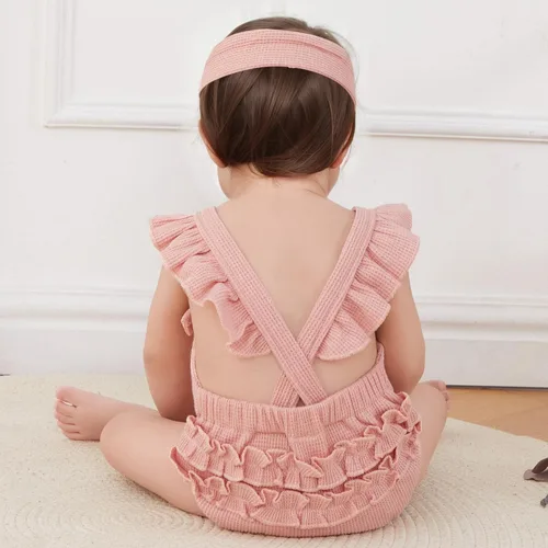 Miniatura 4 de Engofs Boho Rainbow Baby Girl Ropa recién nacida con volantes sin mangas con diadema