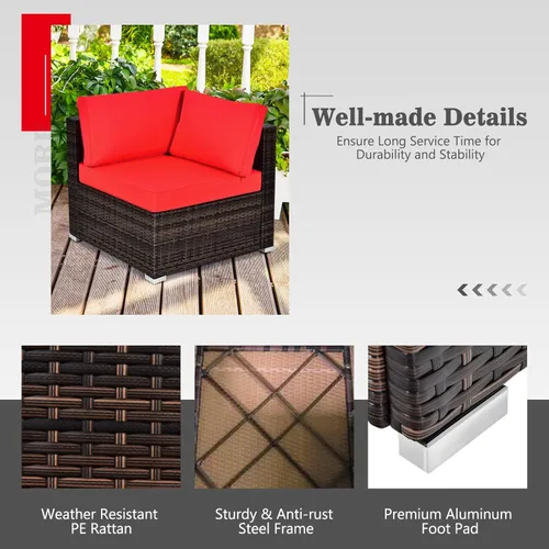 Miniatura 8 de Tangkula Juego de muebles de patio de 7 piezas con mesa para fogata, 50,000 BTU 32 pulgadas de propano con cubierta impermeable, juego de mimbre