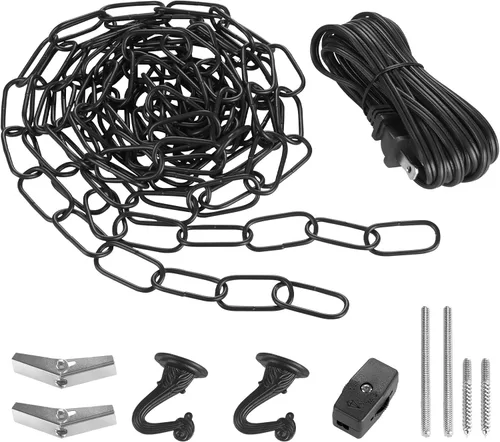 Miniatura 9 de Canomo Kit de luces Swag con cadena de araña de 12 pies y cable de luz de 15 pies, instrucciones incluidas para candelabro, luz colgante y luz
