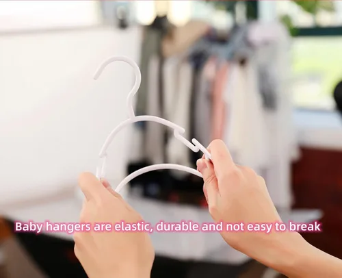 Miniatura 3 de Paquete de 60 perchas blancas para ropa de bebé, antideslizantes, para ropa de recién nacido, para regalo, para ropa de recién nacido, percha Blanco