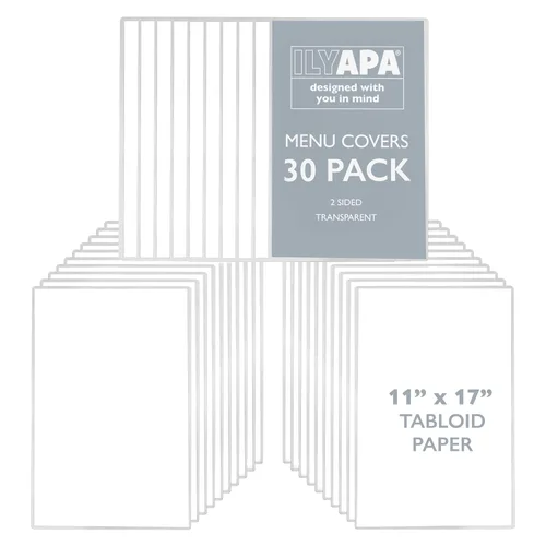 Miniatura 13 de Ilyapa Paquete de 30 fundas de menú de 4.25 x 11 pulgadas, una sola página, 2 vistas, cubiertas de menú de restaurante, fundas de plástico