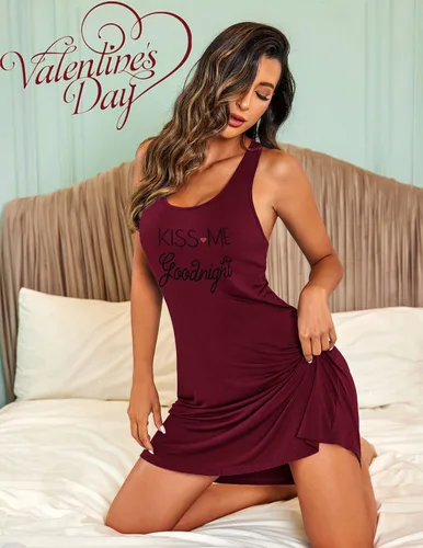 Miniatura 2 de Avidlove Camisón sin mangas para mujer, camiseta de dormir con espalda cruzada, sin mangas, ropa de dormir