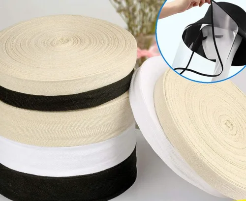 Miniatura 3 de Cinta de algodón en espiga, cinta de sarga para coser, cinta natural al bies para manualidades (beige, 1 pulgada)