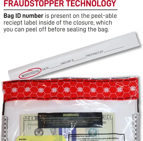 Miniatura 5 de Nadex Bolsas de depósito bancario a prueba de manipulaciones de 9 x 12 pulgadas con FRAUDSTOPPER - 4 indicadores de seguridad de manipulación