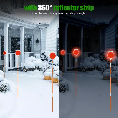 Miniatura 5 de 5 piezas de marcadores reflectantes para entrada, 48 pulgadas de reflectante para entrada en postes, estacas de nieve de fibra de vidrio anaranjadas