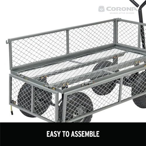 Miniatura 8 de Corona Carro de metal para paisajismo, capacidad de 400 libras, lados plegables, neumáticos de 10 pulgadas para patio, jardinería, corteza