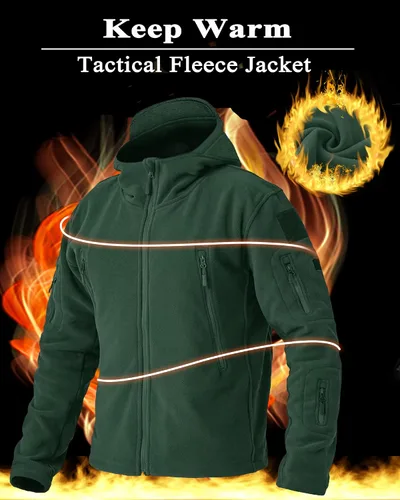 Miniatura 4 de BIYLACLESEN Chaquetas tácticas de forro polar Softshell para hombre con cremallera completa